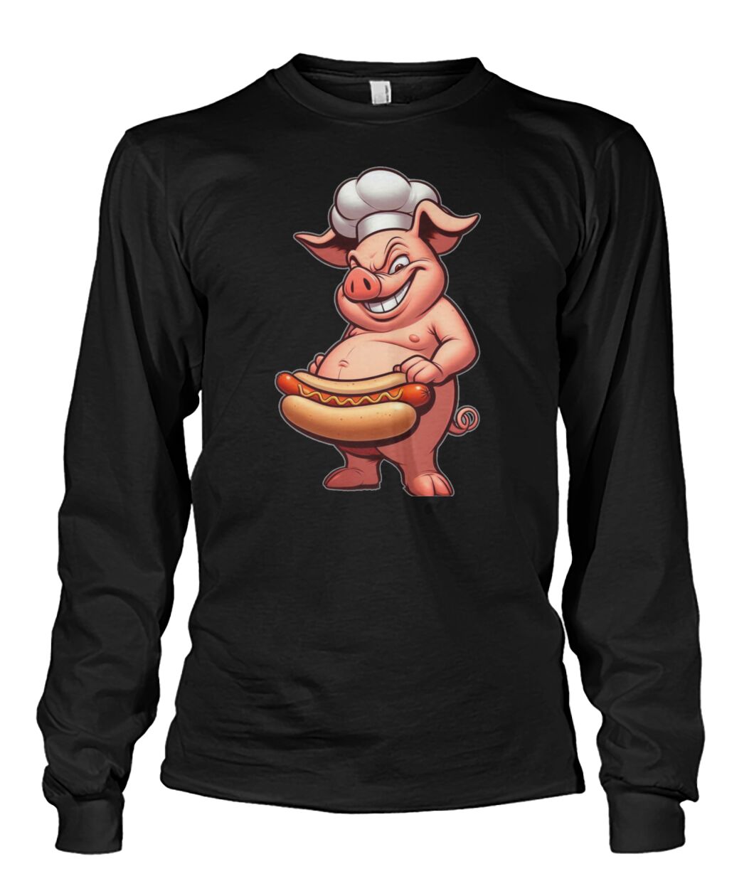 Chef Pig Hotdog (Hoodie & More) Unisex Long Sleeve