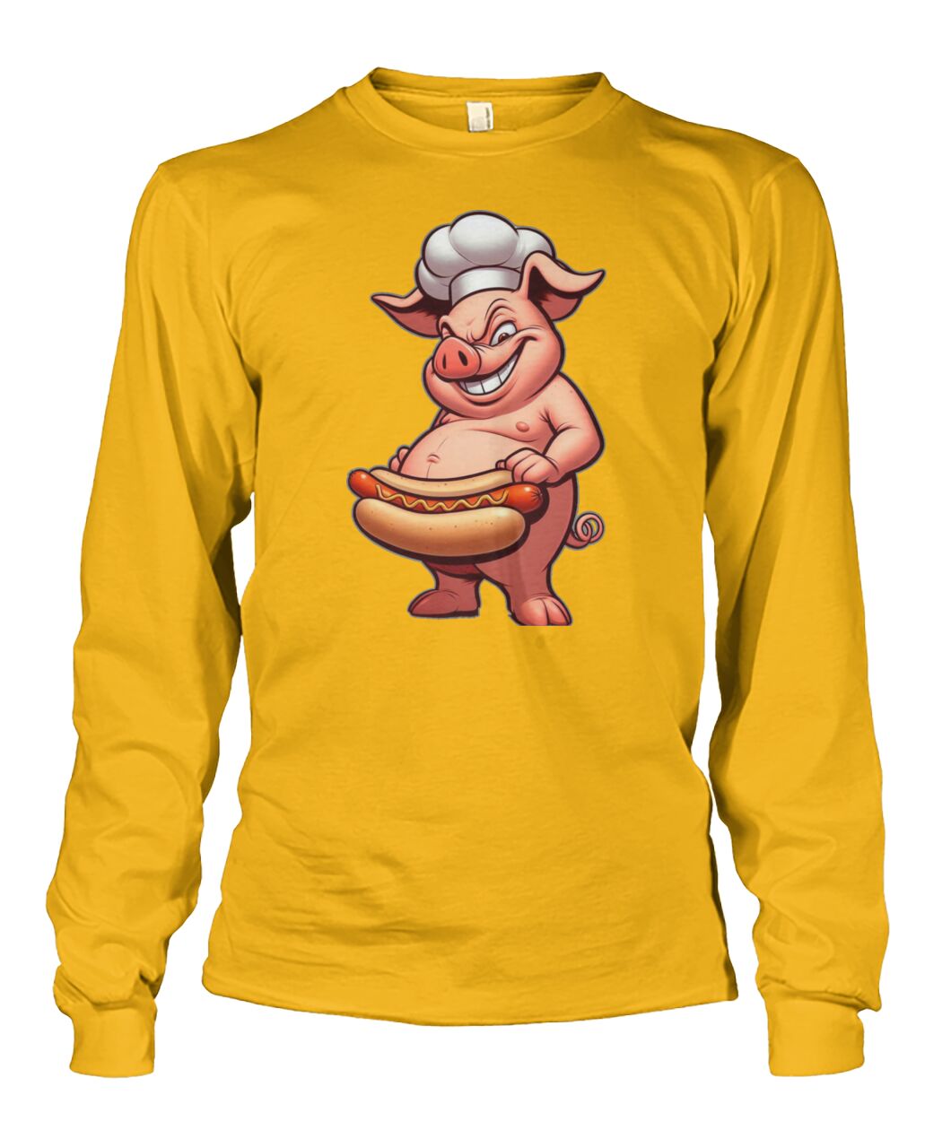 Chef Pig Hotdog (Hoodie & More) Unisex Long Sleeve