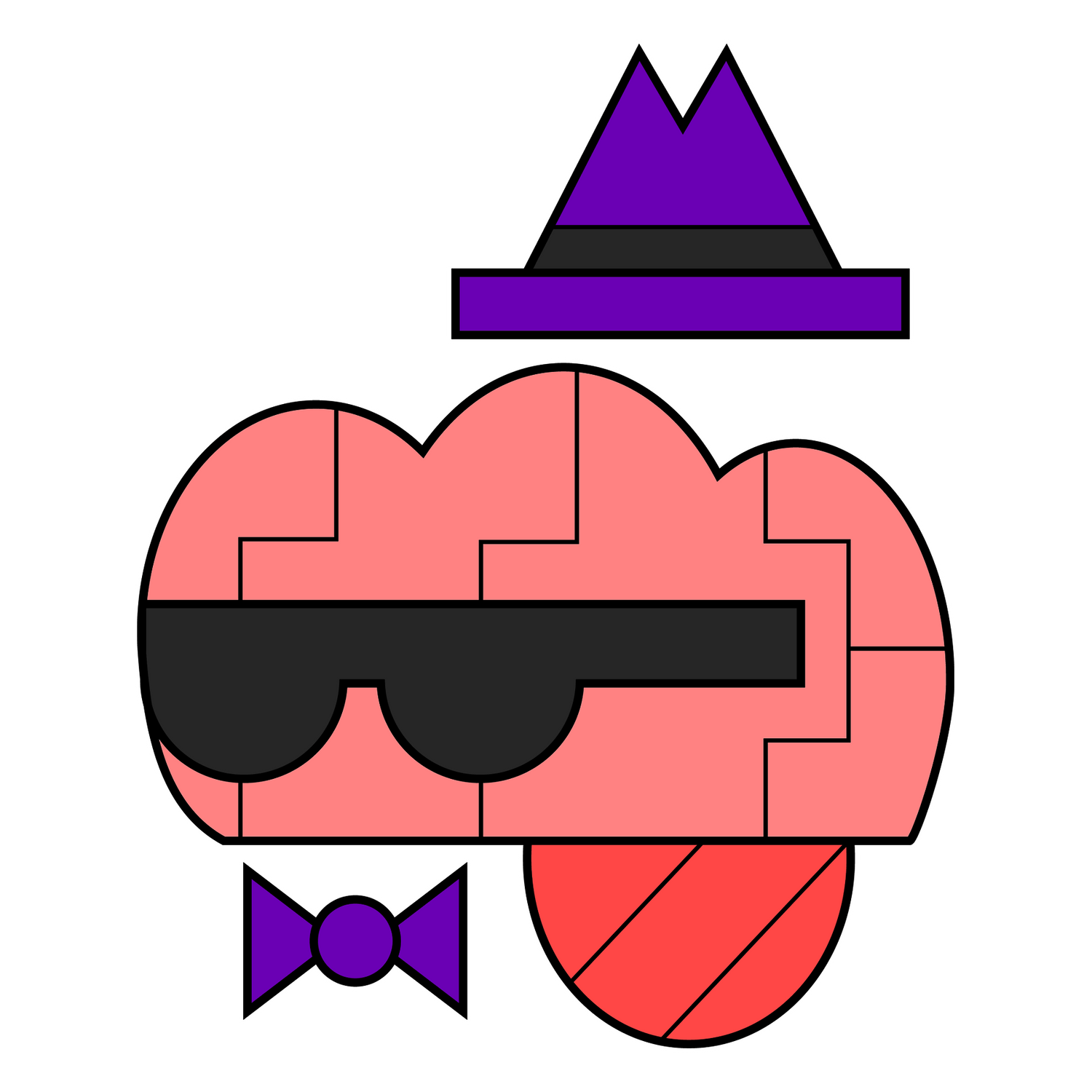 El Ultra Style logo It is a brain with a sense of fashion, sunglasses, a purple hat, and a purple bow tie