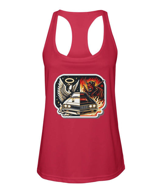 Angel Demon Car 1 (TankTop & More) Women's Racerback Sport Tank