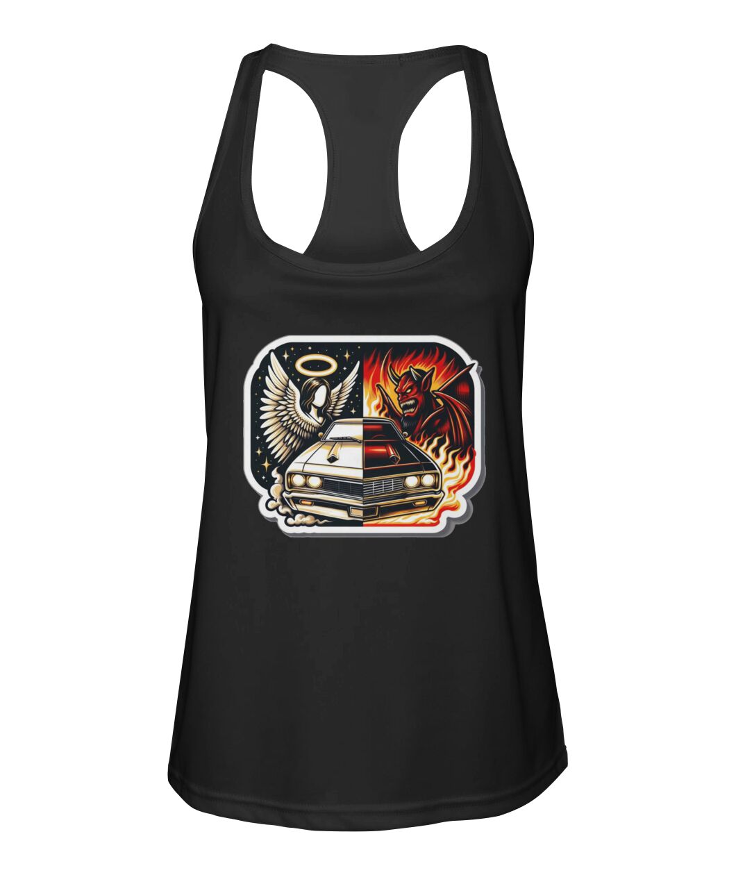 Angel Demon Car 1 (TankTop & More) Women's Racerback Sport Tank