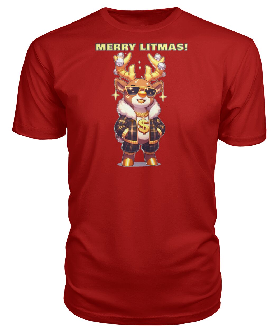 Merry Litmas Reindeer 2 (Hoodie & More) Premium Unisex Tee