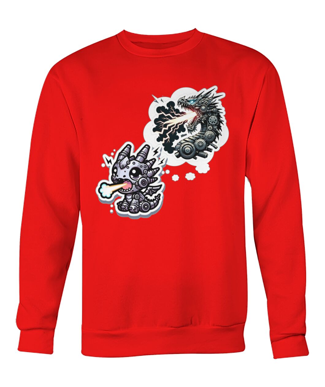 Mech Dragon (Hoodie & More) Crew Neck Sweatshirt