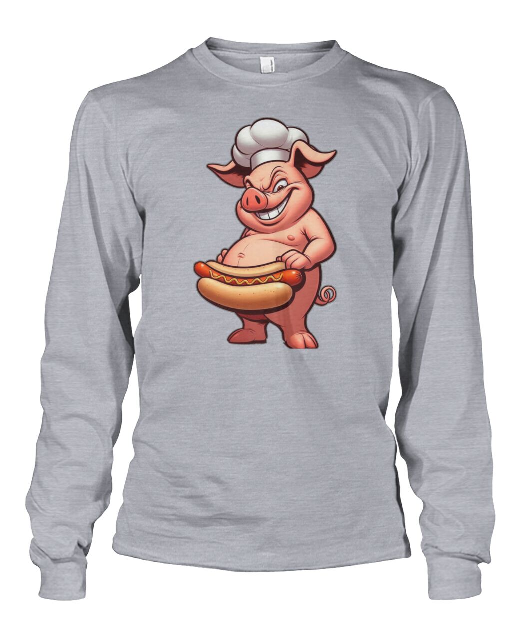 Chef Pig Hotdog (Hoodie & More) Unisex Long Sleeve