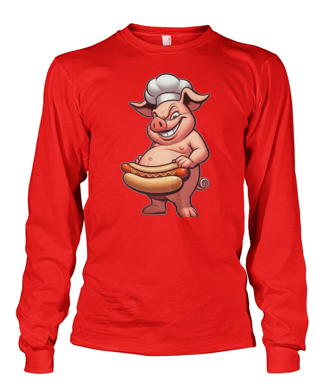 Chef Pig Hotdog (Hoodie & More) Unisex Long Sleeve