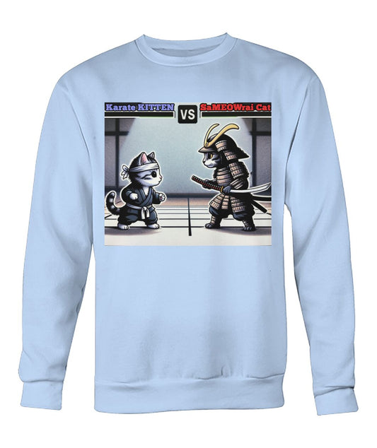 Karate vs Samurai Cat (Hoodie & More) Crew Neck Sweatshirt
