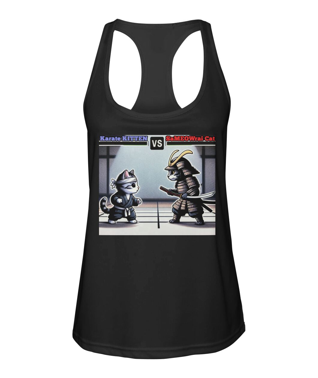 Karate vs Samurai Cat (TankTop & More) Women's Racerback Sport Tank