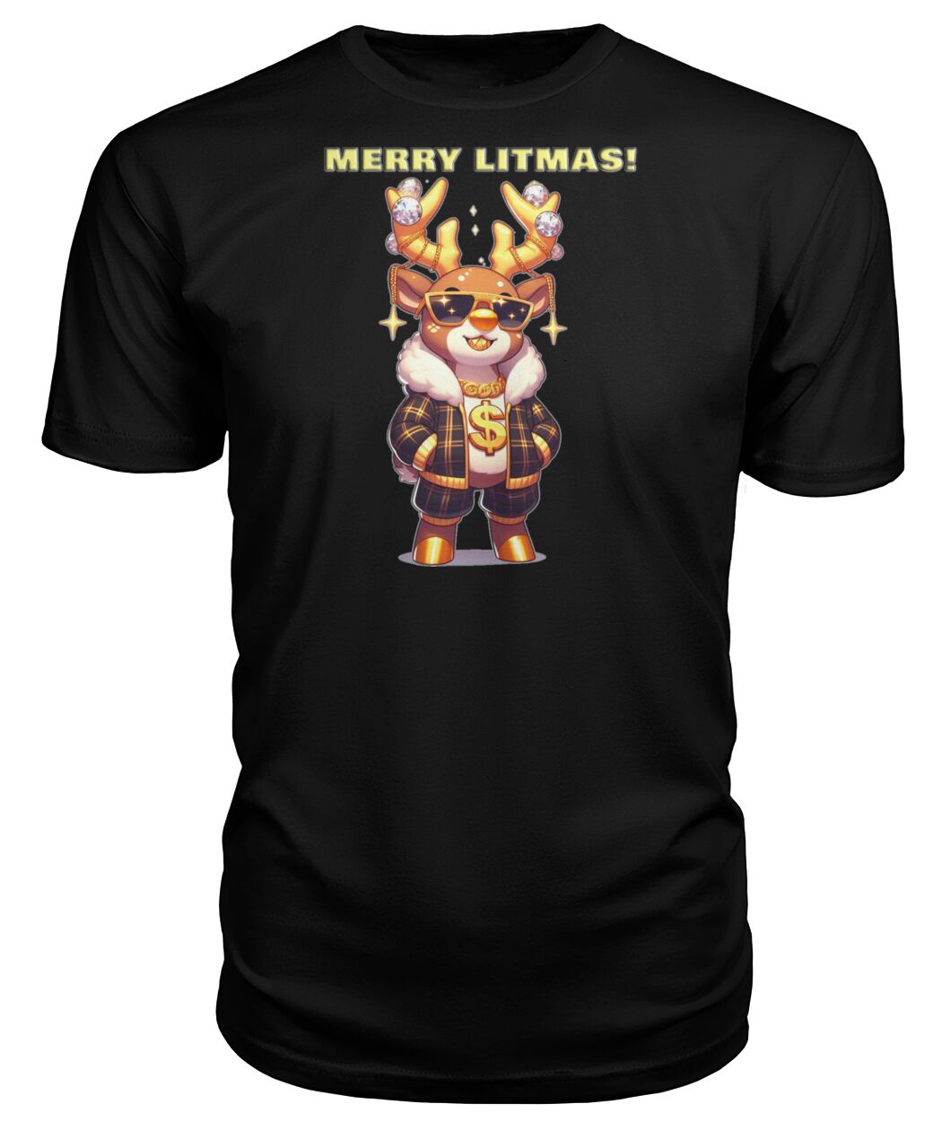 Merry Litmas Reindeer 2 (Hoodie & More) Premium Unisex Tee