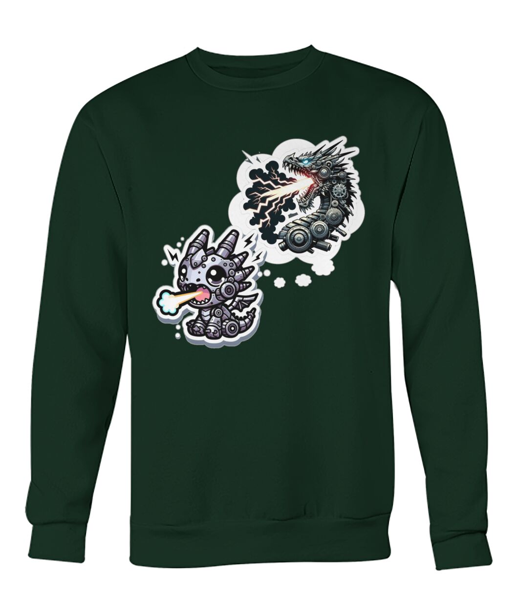 Mech Dragon (Hoodie & More) Crew Neck Sweatshirt
