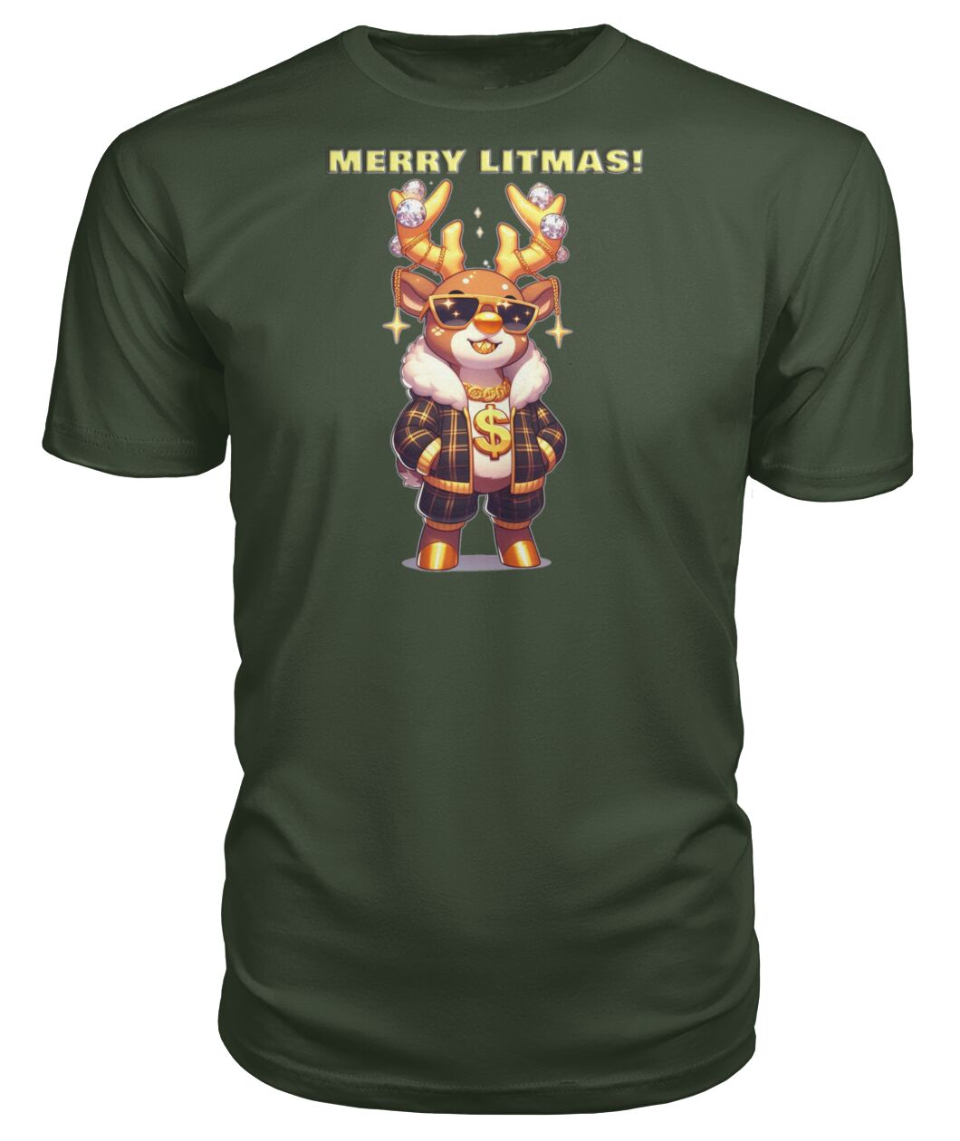 Merry Litmas Reindeer 2 (Hoodie & More) Premium Unisex Tee