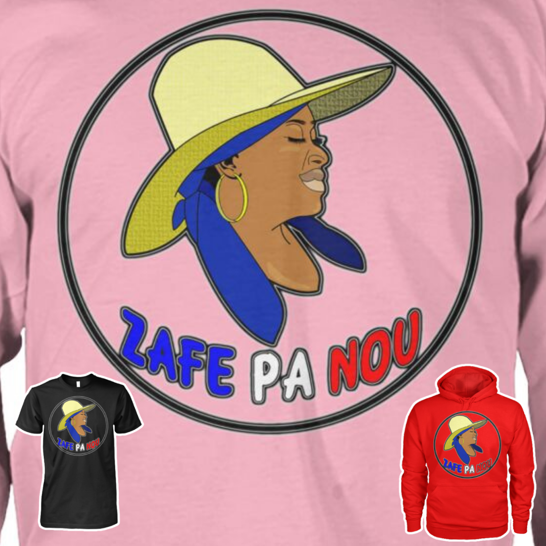 Maguerite Marguerite in circle with the words zafe pa nou