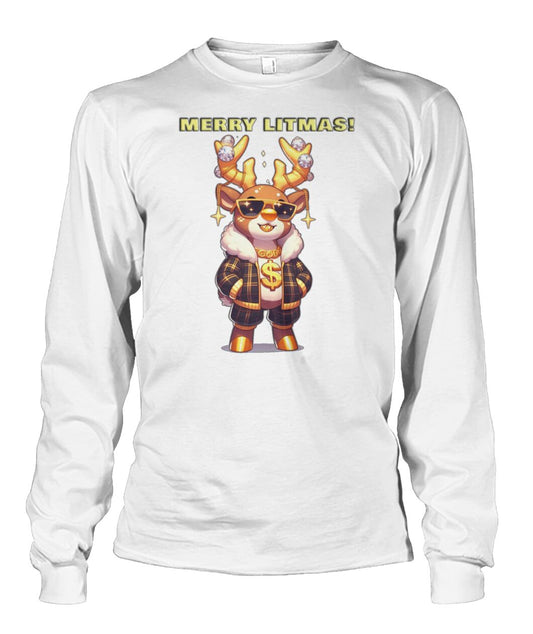 Merry Litmas Reindeer 2 (Hoodie & More) Unisex Long Sleeve