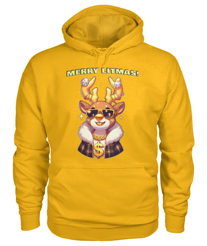Merry Litmas Reindeer (Hoodie & More) Unisex Hoodie