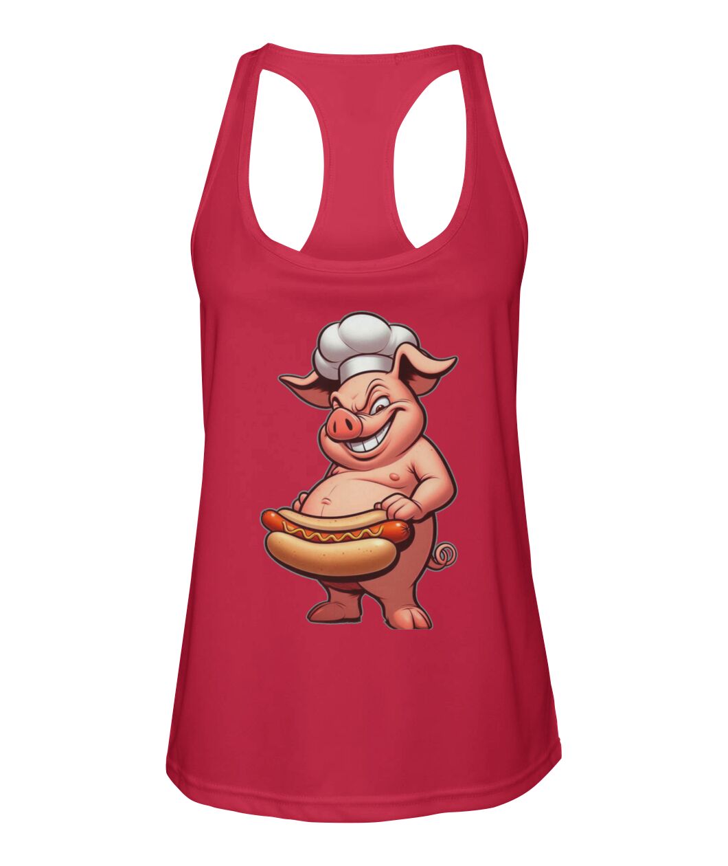 Chef Pig Hotdog (TankTop & More) Women's Racerback Sport Tank