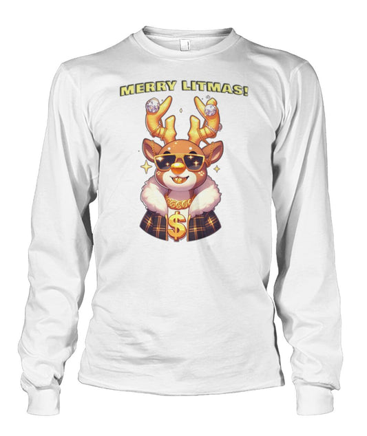 Merry Litmas Reindeer (Hoodie & More) Unisex Long Sleeve