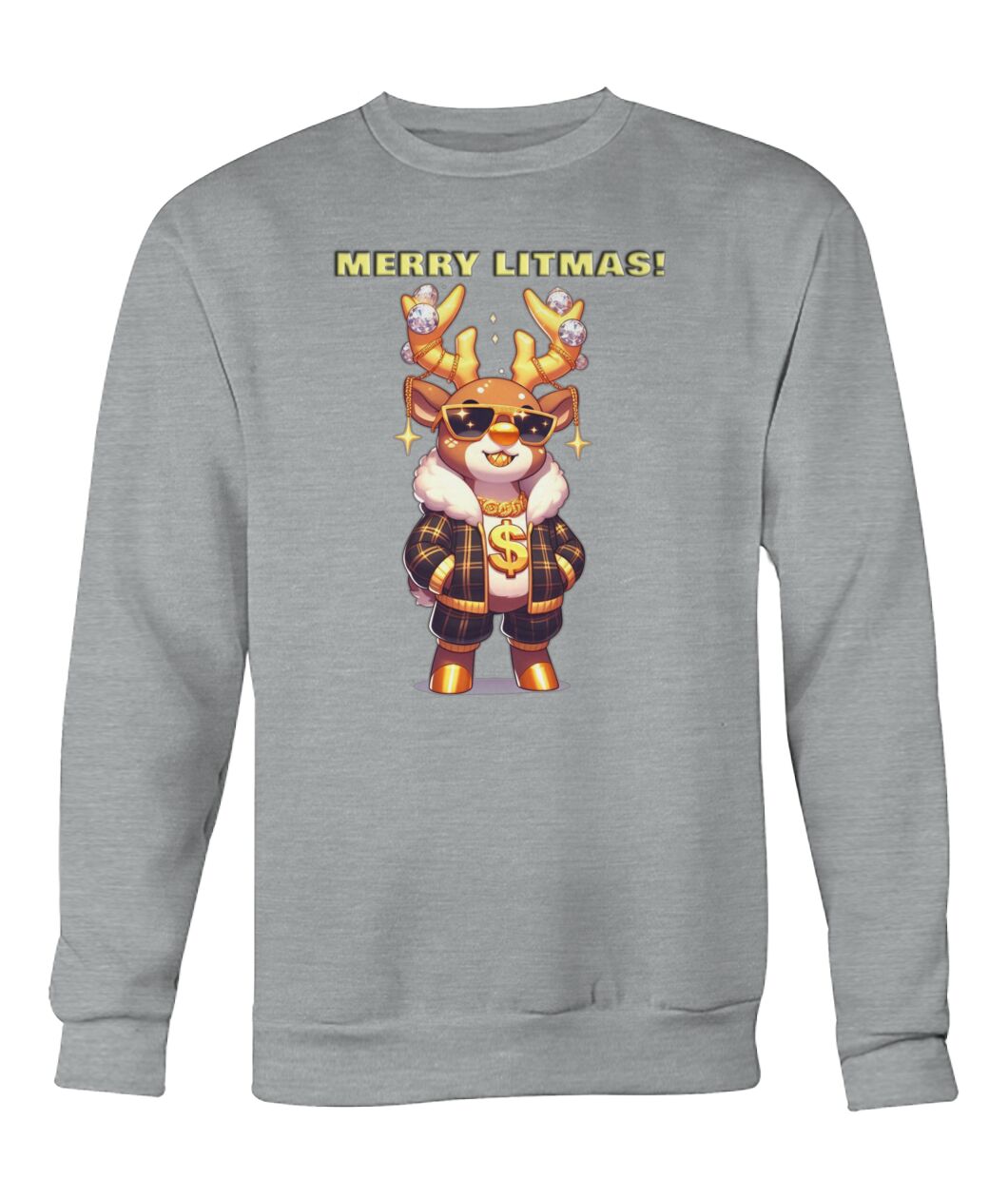 Merry Litmas Reindeer 2 (Hoodie & More) Crew Neck Sweatshirt