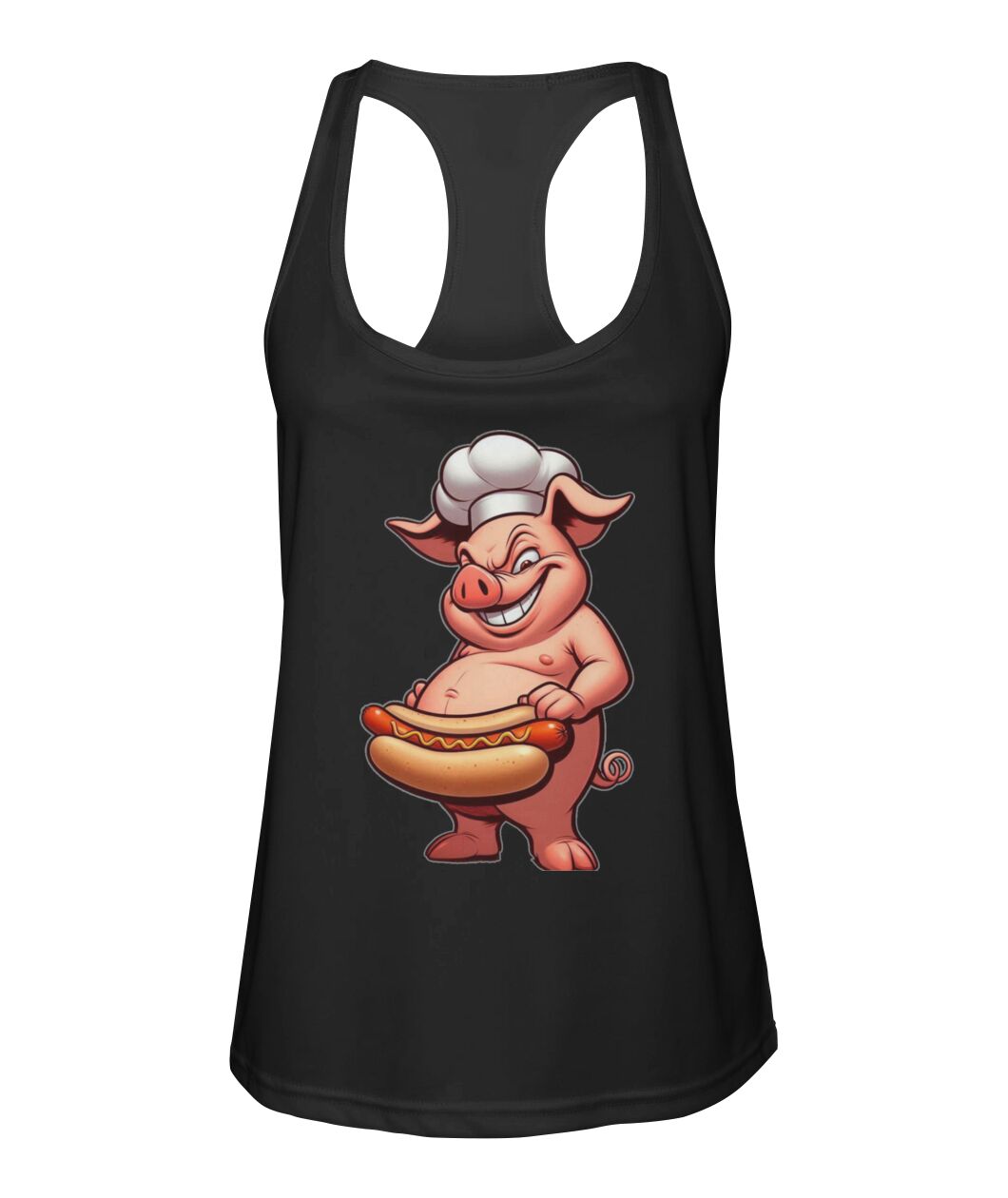 Chef Pig Hotdog (TankTop & More) Women's Racerback Sport Tank