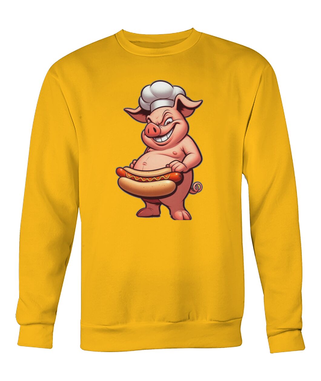 Chef Pig Hotdog (Hoodie & More) Crew Neck Sweatshirt