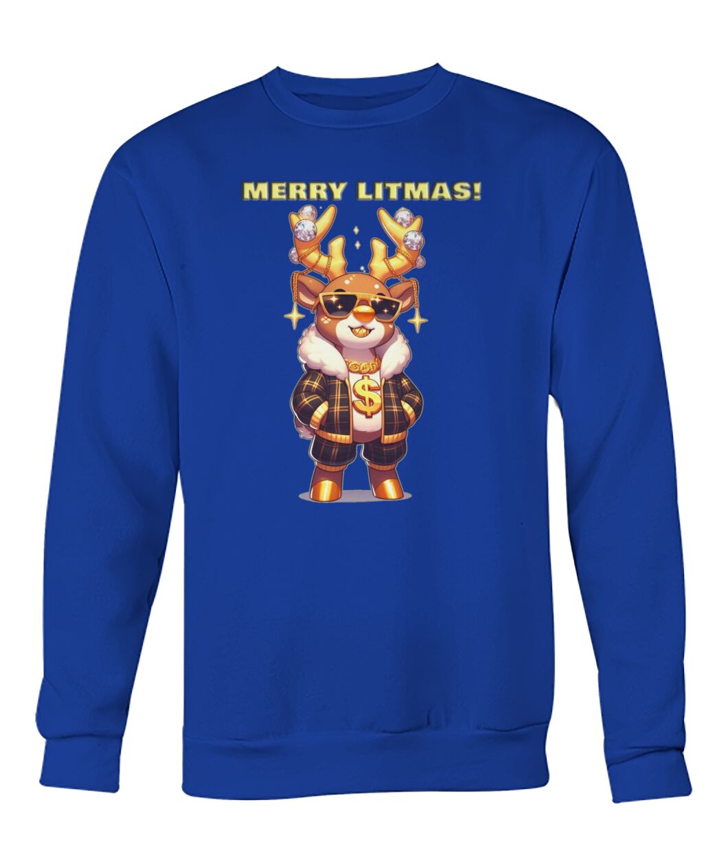 Merry Litmas Reindeer 2 (Hoodie & More) Crew Neck Sweatshirt