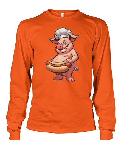 Chef Pig Hotdog (Hoodie & More) Unisex Long Sleeve