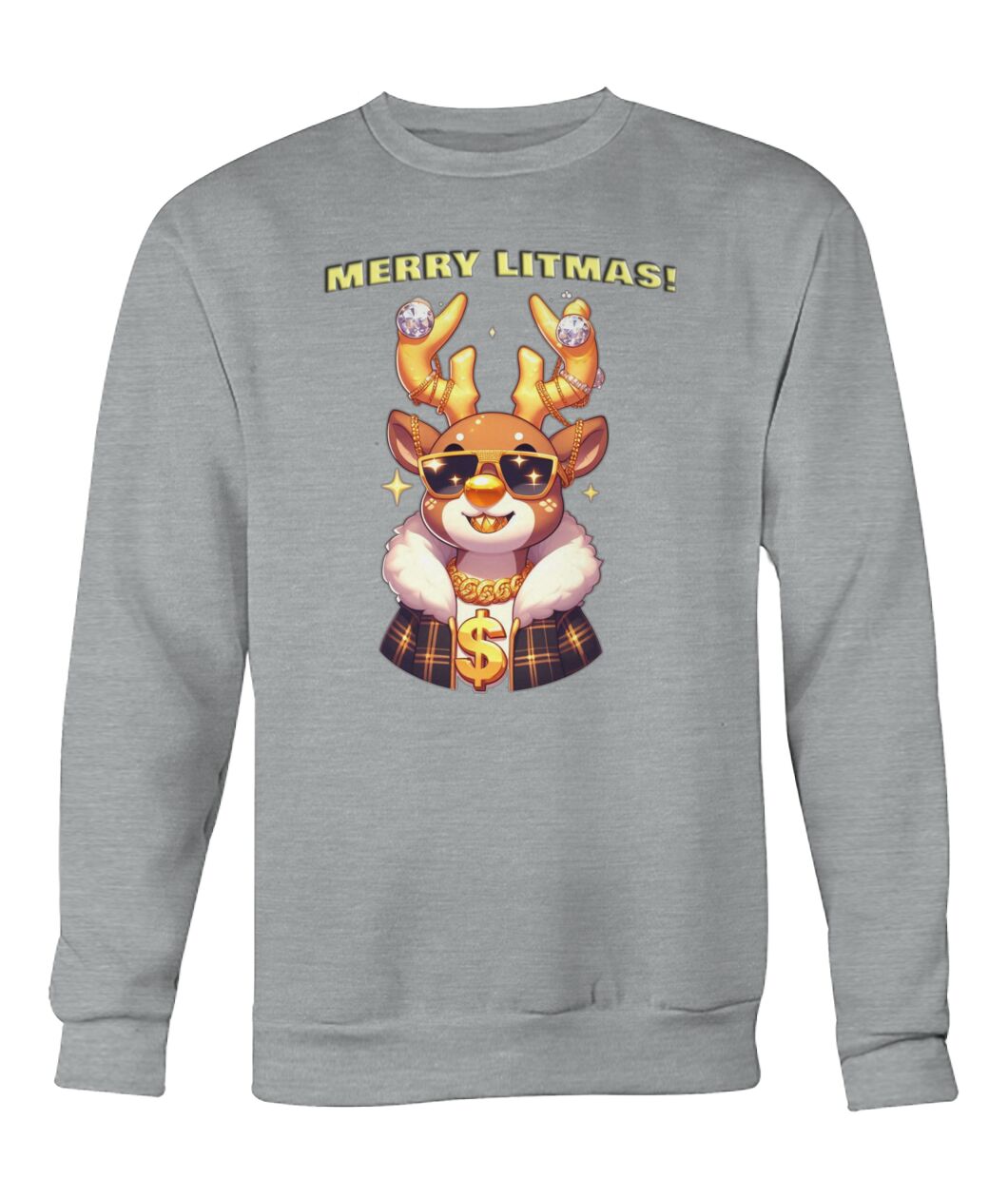 Merry Litmas Reindeer (Hoodie & More) Crew Neck Sweatshirt