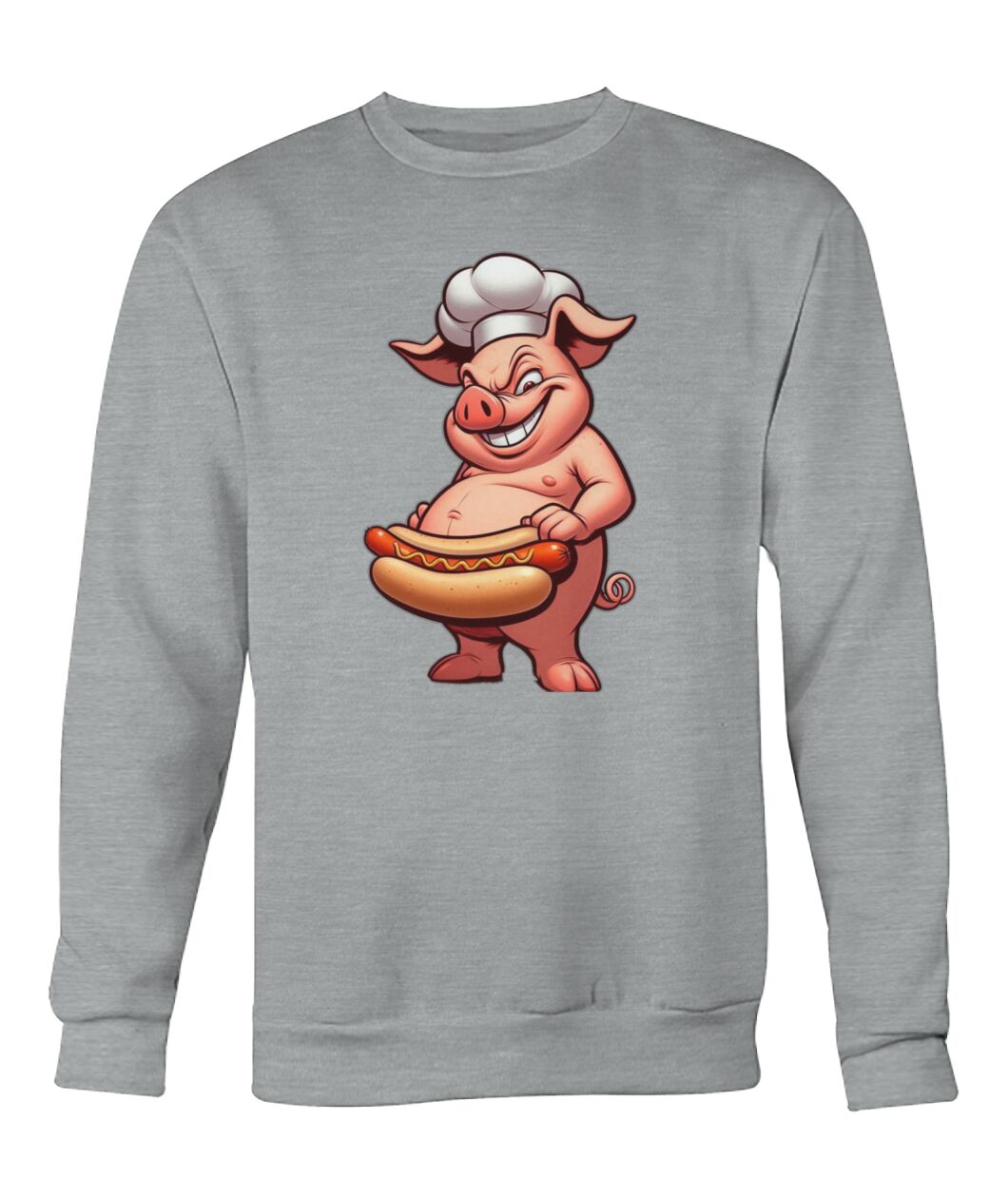 Chef Pig Hotdog (Hoodie & More) Crew Neck Sweatshirt