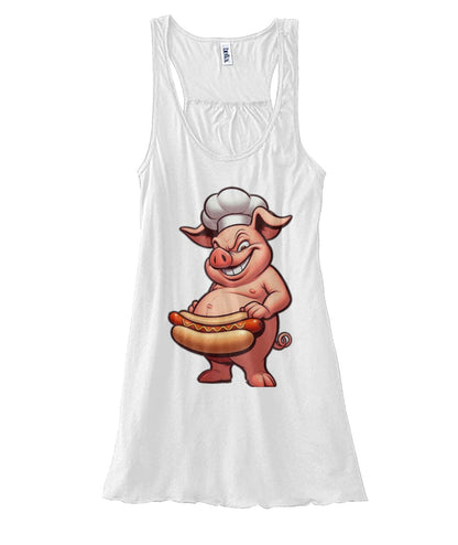 Chef Pig Hotdog (TankTop & More) Women's Flowy Tank