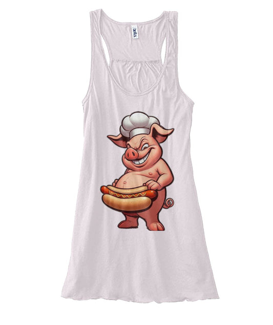 Chef Pig Hotdog (TankTop & More) Women's Flowy Tank