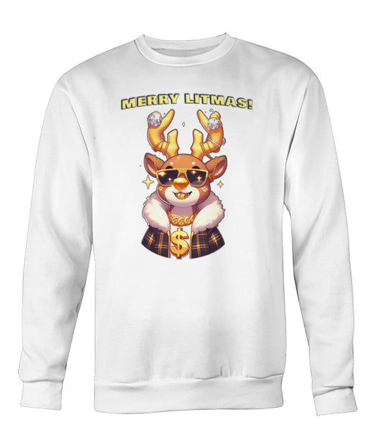 Merry Litmas Reindeer (Hoodie & More) Crew Neck Sweatshirt