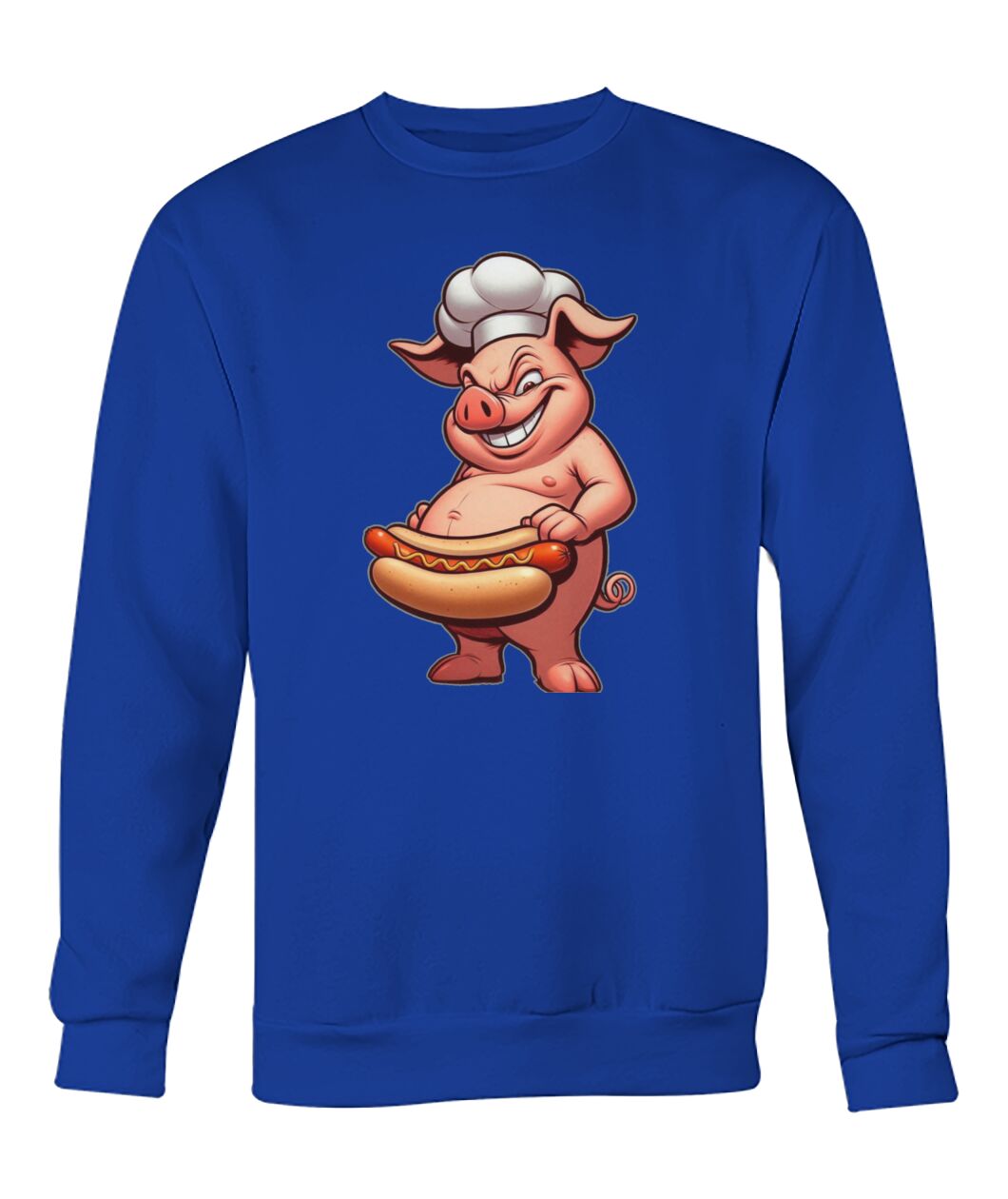 Chef Pig Hotdog (Hoodie & More) Crew Neck Sweatshirt