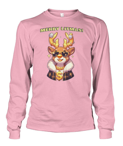 Merry Litmas Reindeer (Hoodie & More) Unisex Long Sleeve