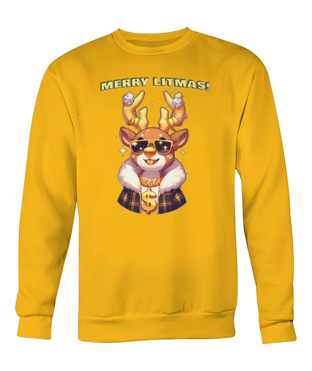 Merry Litmas Reindeer (Hoodie & More) Crew Neck Sweatshirt