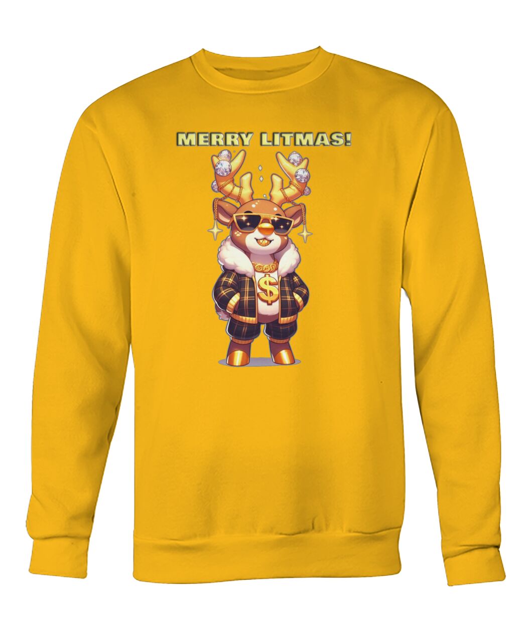 Merry Litmas Reindeer 2 (Hoodie & More) Crew Neck Sweatshirt