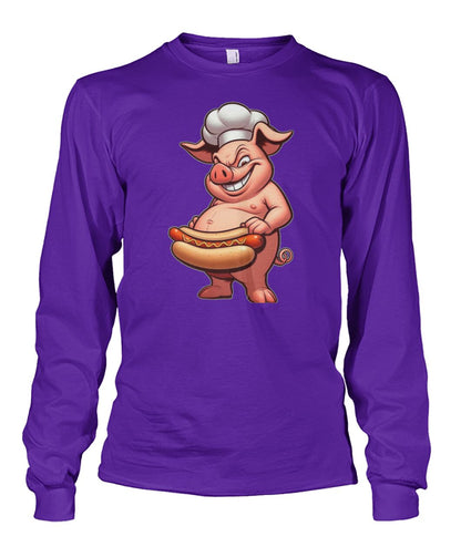 Chef Pig Hotdog (Hoodie & More) Unisex Long Sleeve