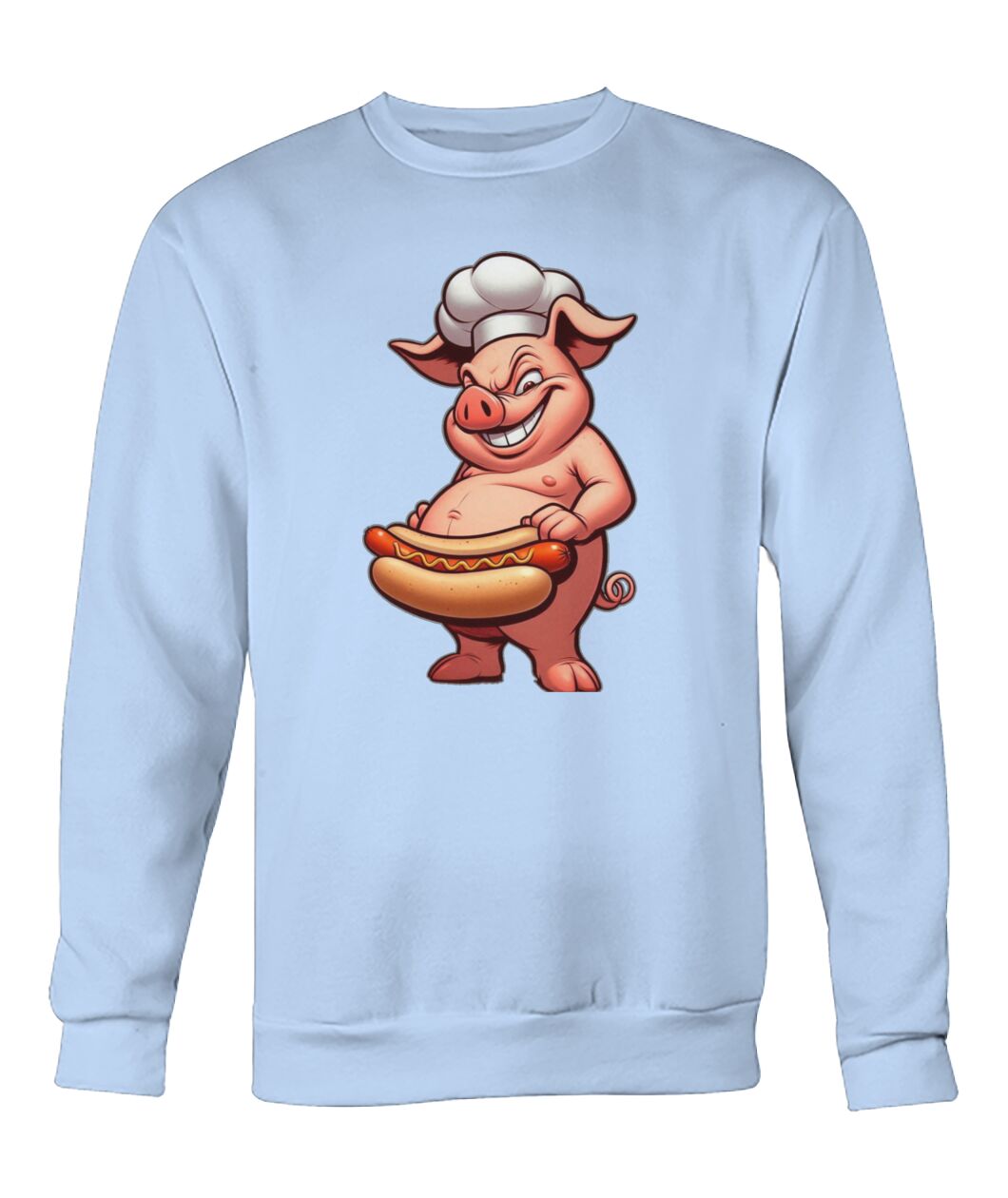 Chef Pig Hotdog (Hoodie & More) Crew Neck Sweatshirt