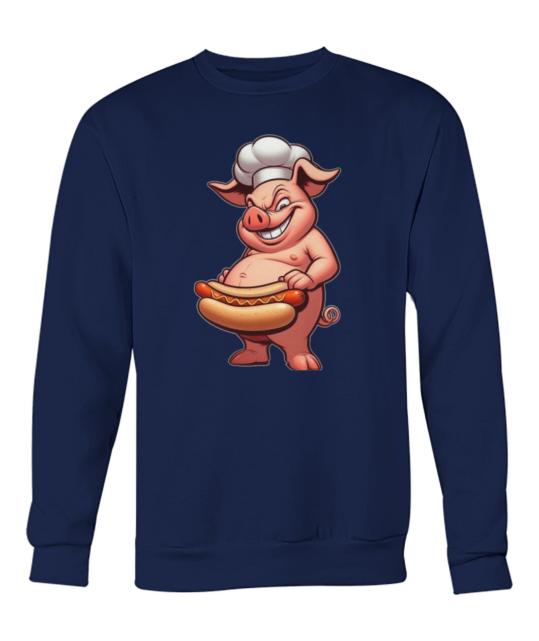 Chef Pig Hotdog (Hoodie & More) Crew Neck Sweatshirt