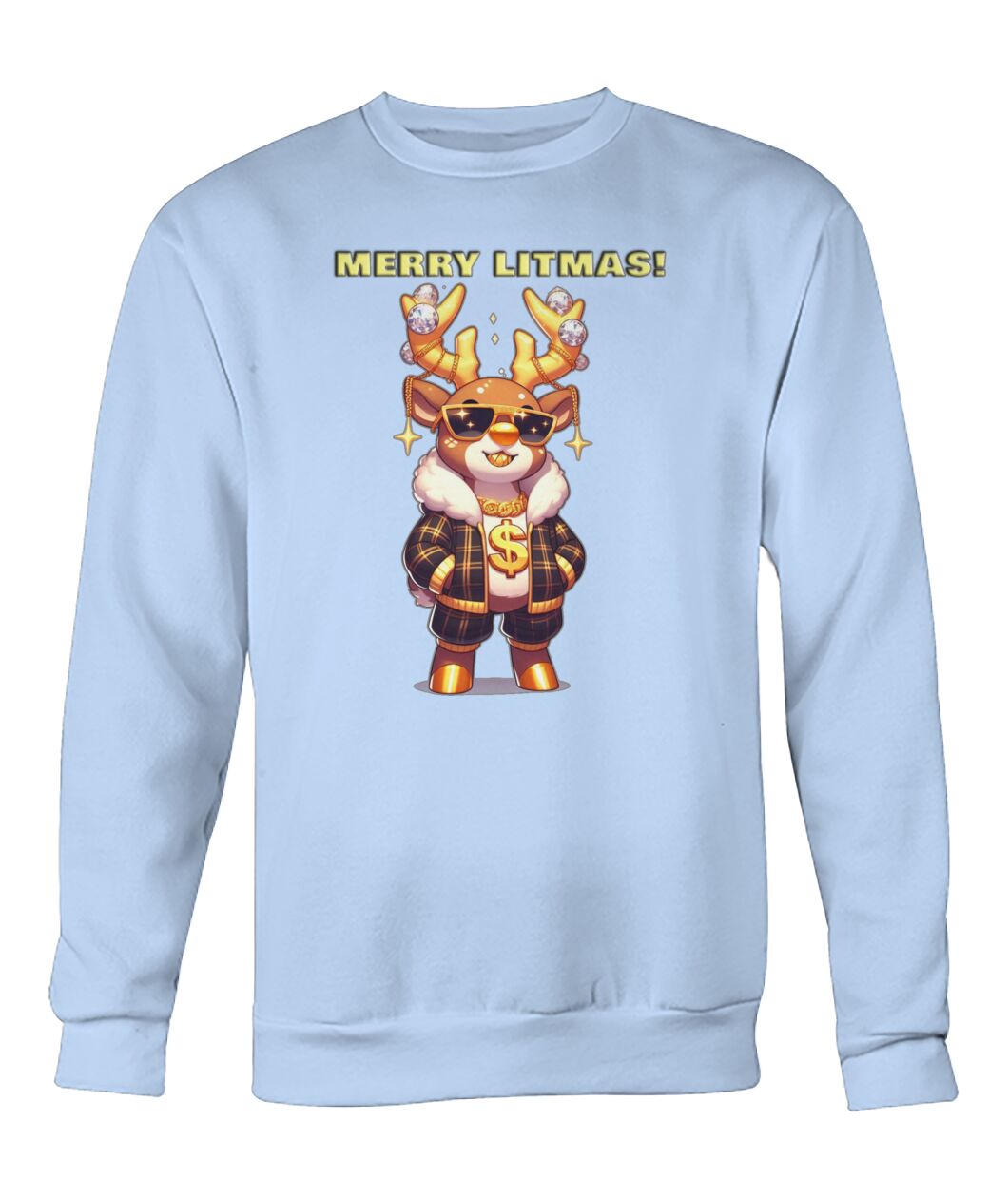 Merry Litmas Reindeer 2 (Hoodie & More) Crew Neck Sweatshirt