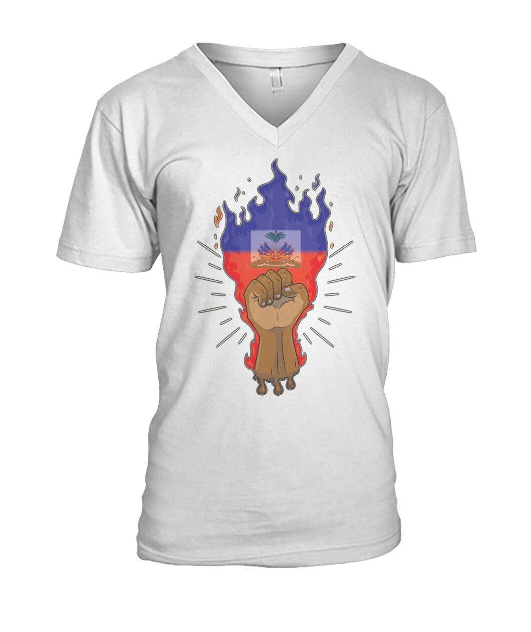 Haitian Fire Power Fist (Hoodie & V Necks)