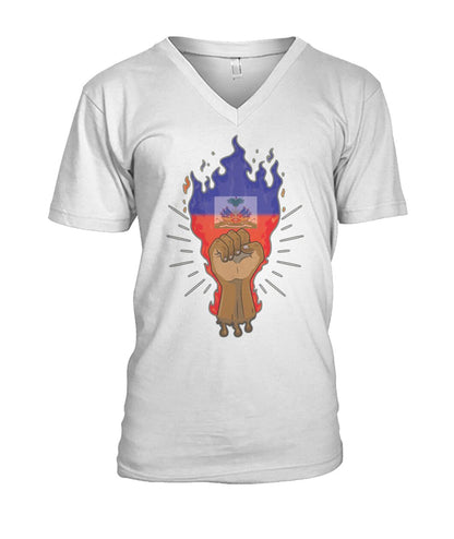 Haitian Fire Power Fist (Hoodie & V Necks)