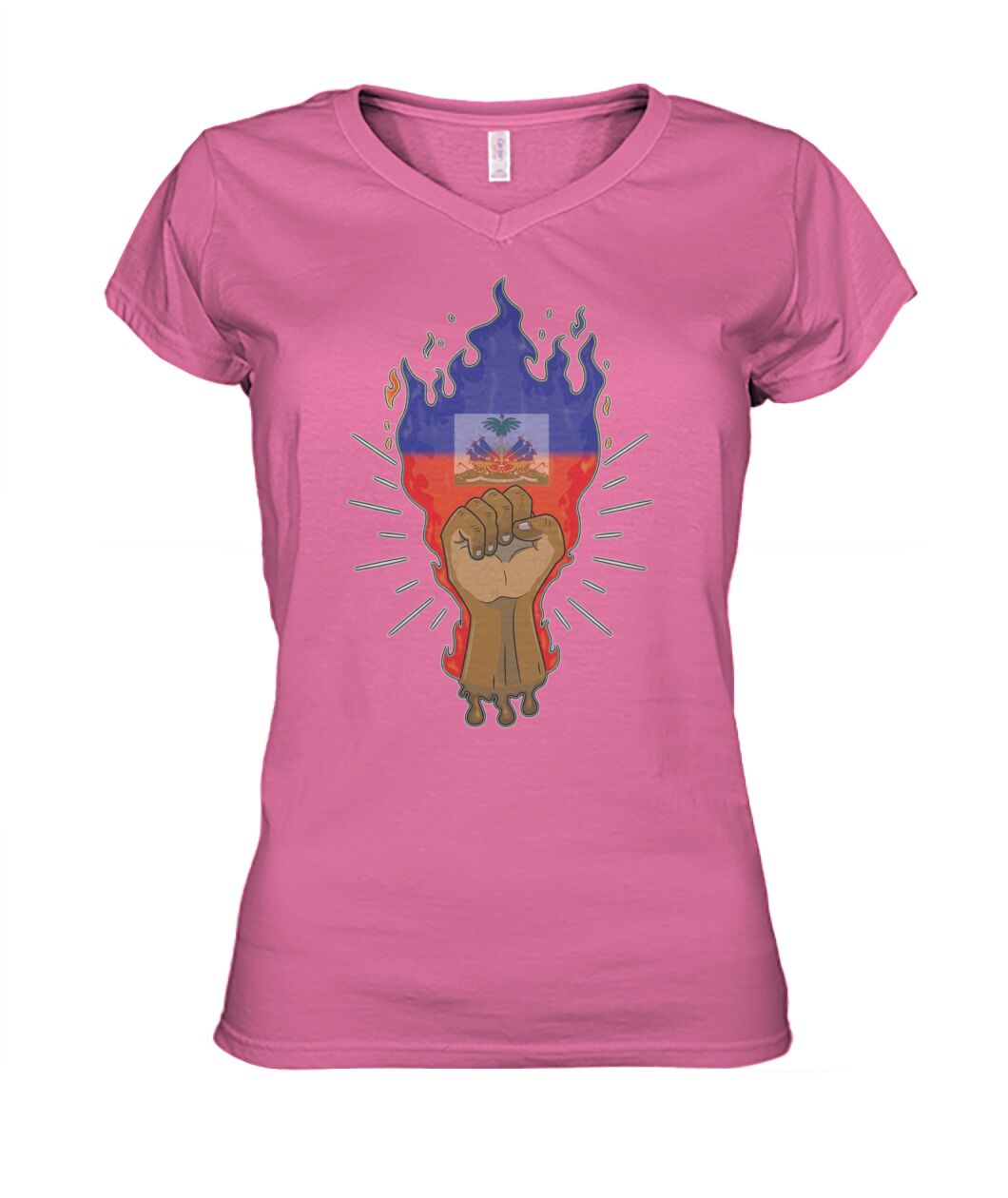 Haitian Fire Power Fist (Hoodie & V Necks)