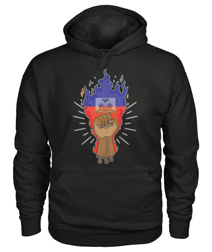 Haitian Fire Power Fist (Hoodie & V Necks)