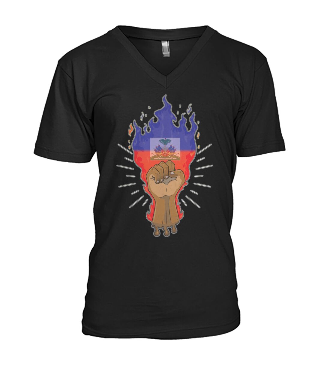 Haitian Fire Power Fist (Hoodie & V Necks)