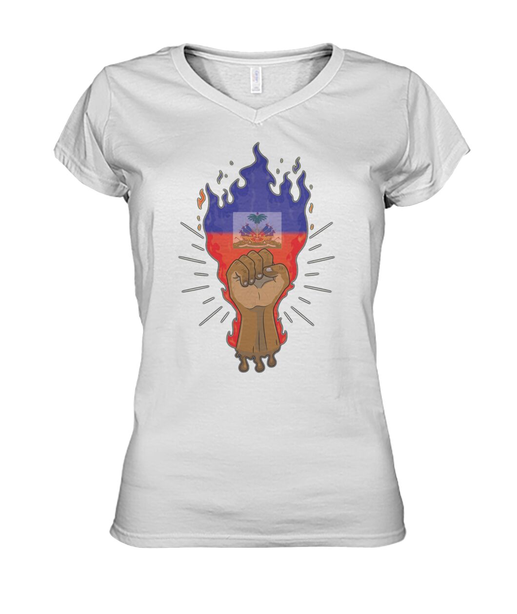 Haitian Fire Power Fist (Hoodie & V Necks)