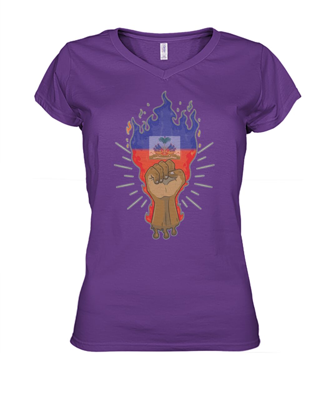 Haitian Fire Power Fist (Hoodie & V Necks)